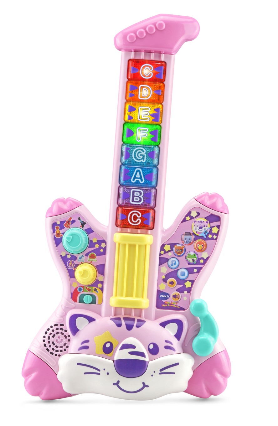 Kids 6 String Pink Electric Play Guitar & Microphone Set with